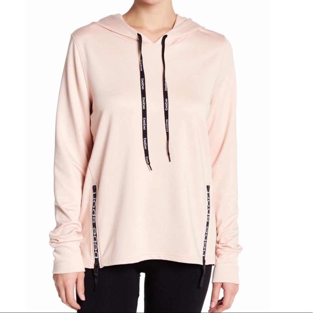 BEBE Sport Cutout Sleeve Hoodie Top